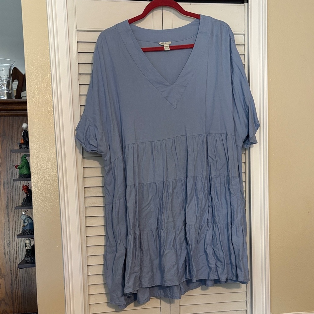 Cato Elegant Blue V-Neck Tiered Tunic